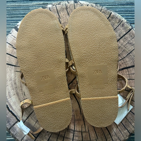 🆕ZARA Women’s Spit Studded Tan Suede Sandals Strappy Espadrilles Size 6.5 - Picture 4 of 7